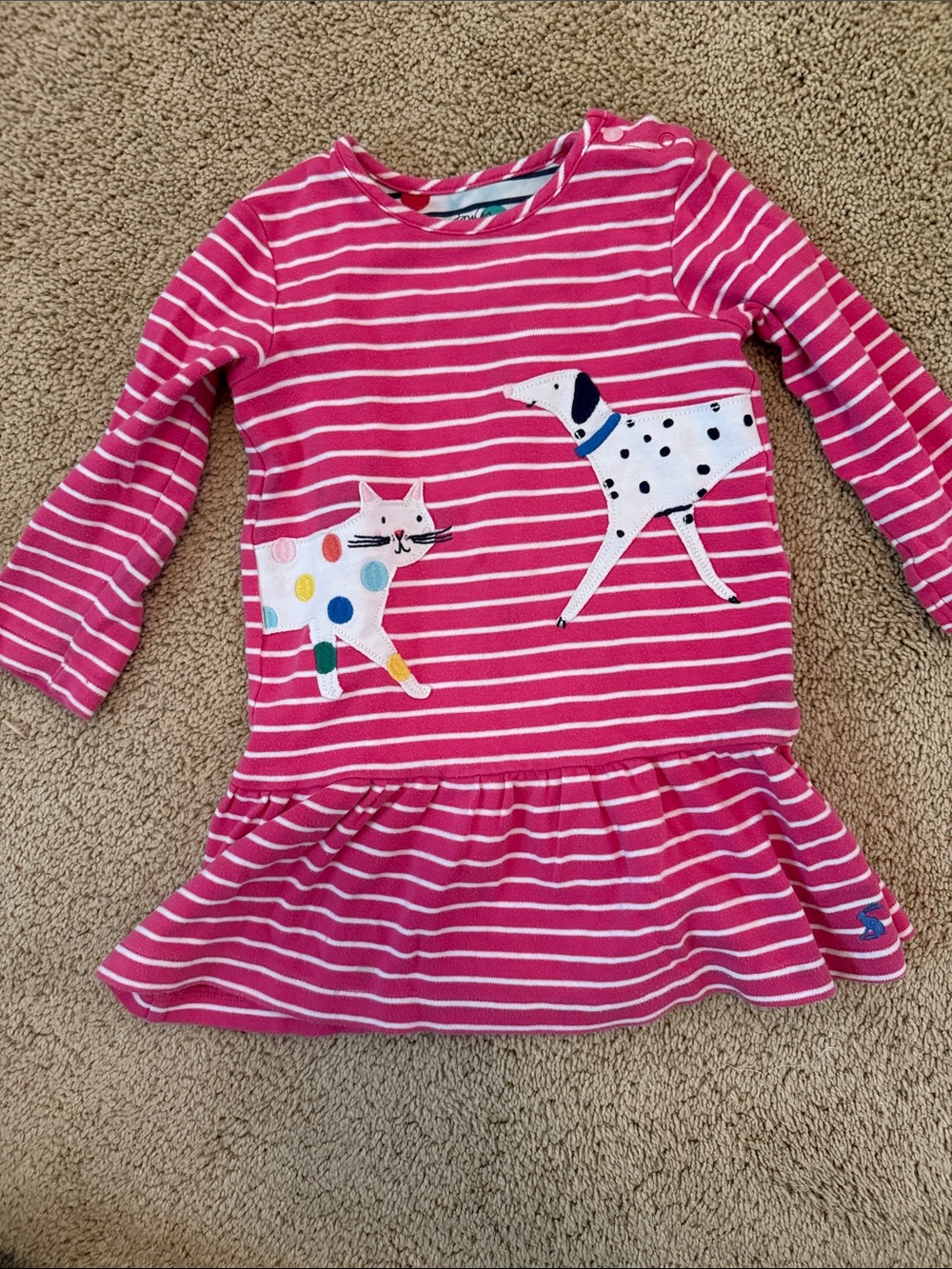 Joules Pink & White Stripe Little Explorers Top